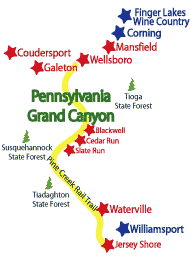 Map of the PA Grand Canyon area. Find more maps of the canyon area.